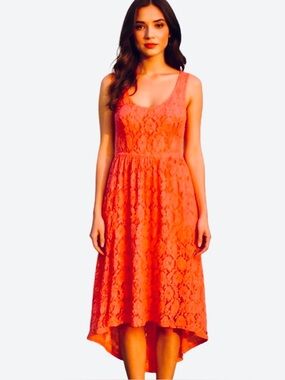 Torrid Coral High Low Lace Dress Size 16